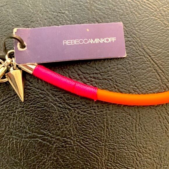 Rebecca Minkoff Handmade Orange & Pink Crystal Cord Choker Necklace Neon - Picture 6 of 8